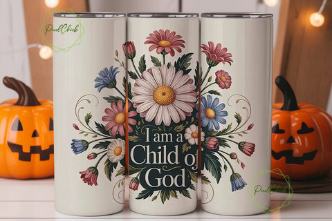 Child of God Floral Tumbler Wrap Sublimation PixelChick 