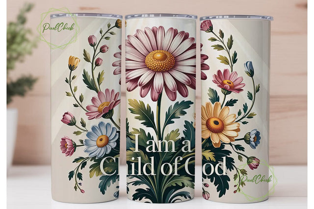 Child of God Floral Tumbler Wrap Sublimation PixelChick 