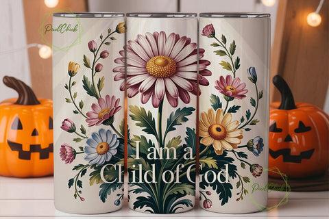 Child of God Floral Tumbler Wrap Sublimation PixelChick 
