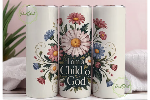 Child of God Floral Tumbler Wrap Sublimation PixelChick 