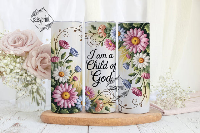 Child of God Floral Tumbler Wrap Sublimation sassyprint 
