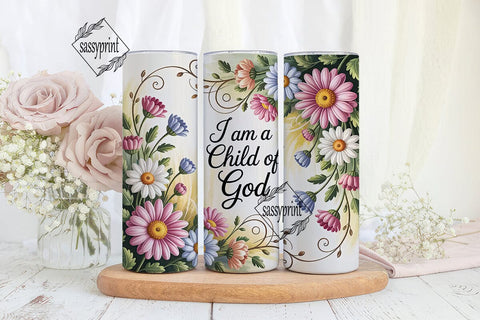Child of God Floral Tumbler Wrap Sublimation sassyprint 