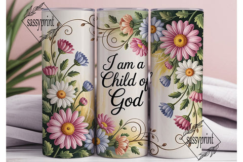 Child of God Floral Tumbler Wrap Sublimation sassyprint 