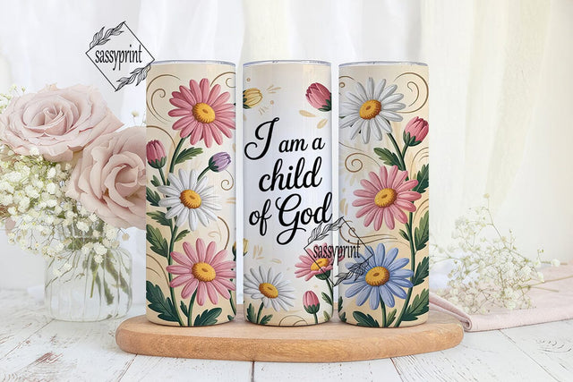 Child of God Floral Tumbler Wrap Sublimation sassyprint 