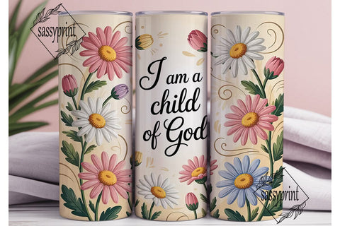 Child of God Floral Tumbler Wrap Sublimation sassyprint 