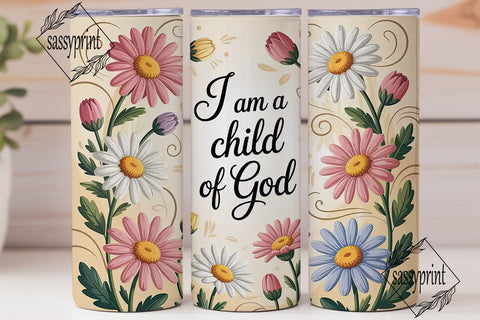 Child of God Floral Tumbler Wrap Sublimation sassyprint 