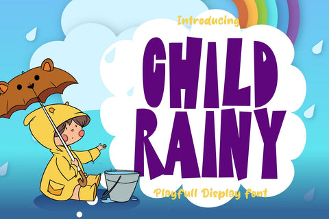 Child Rainy - Playful Display Font Font Mozzatype 