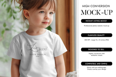 Child T-Shirt Mockup Bella Canvas 3001T Design Display JPG Mock Up Photo BijouBay 