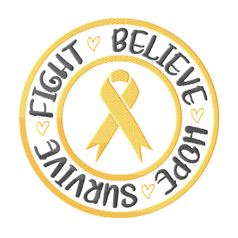 Childhood Cancer Embroidery Designs Bundle - 24 Designs, Childhood Cancer Awareness Embroidery Patterns, Gold Awareness Ribbon PES Files Embroidery/Applique DESIGNS HappyDesignStudio 