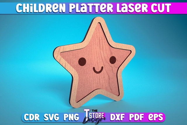 Children Platter Laser Cut | Platter Laser Cut Design | CNC Files SVG The T Store Design 