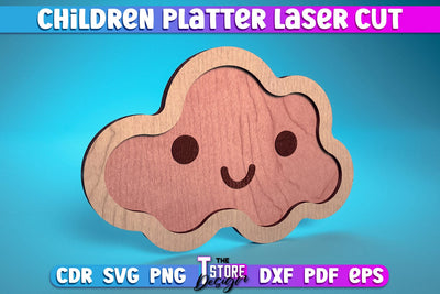 Children Platter Laser Cut | Platter Laser Cut Design | CNC Files SVG The T Store Design 