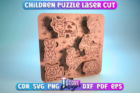 Children Puzzle Laser Cut Bundle | Baby Game Design | Wooden Design | CNC File SVG The T Store Design 