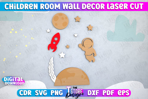 Children Room Wall Decor Laser Cut Bundle, Home Decor, Kids Laser Cut SVG The T Store Design 