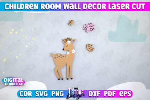 Children Room Wall Decor Laser Cut Bundle, Home Decor, Kids Laser Cut SVG The T Store Design 