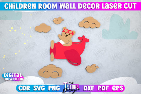 Children Room Wall Decor Laser Cut Bundle, Home Decor, Kids Laser Cut SVG The T Store Design 