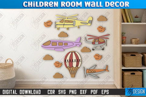 Children Room Wall Décor Laser Cut Bundle | Nursery Décor | Kids Room | CNC Files SVG Fly Design 