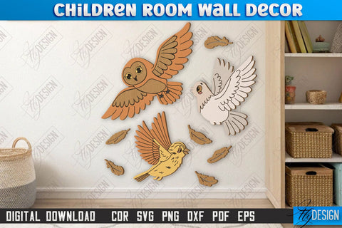 Children Room Wall Décor Laser Cut Bundle | Nursery Décor | Kids Room | CNC Files SVG Fly Design 