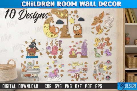 Children Room Wall Décor Laser Cut Bundle | Nursery Décor | Kids Room | CNC Files SVG Fly Design 
