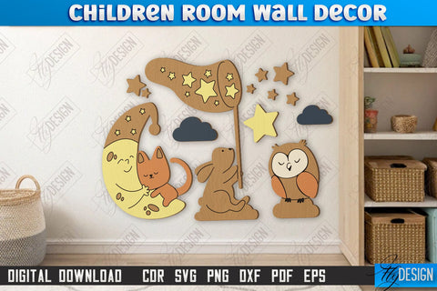Children Room Wall Décor Laser Cut Bundle | Nursery Décor | Kids Room | CNC Files SVG Fly Design 