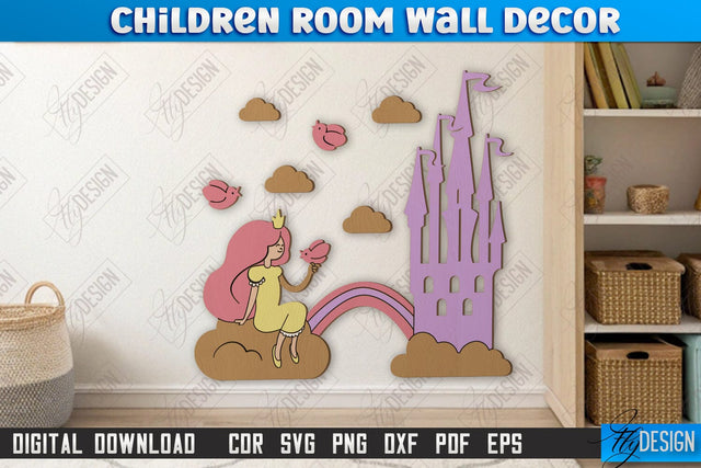Children Room Wall Décor Laser Cut | Nursery Décor | Kids Room | Princess | CNC File SVG Fly Design 