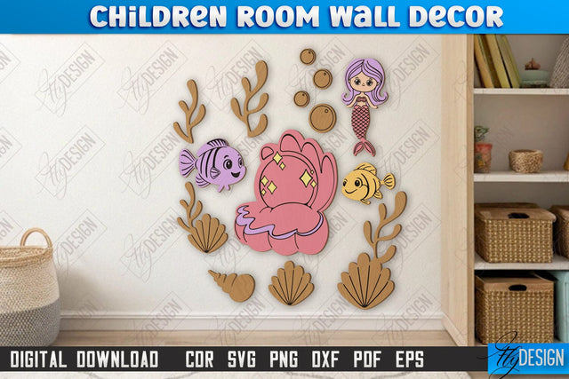 Children Room Wall Décor Laser Cut | Nursery Décor | Kids Room | Sea and Ocean | CNC File SVG Fly Design 