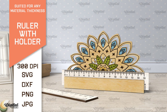 Children School Ruler Laser Cut Design. Wooden Ruler SVG SVG Evgenyia Guschina 