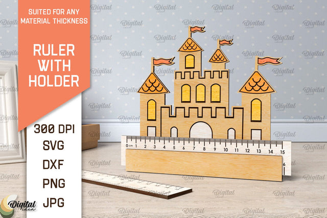 Children School Ruler Laser Cut Design. Wooden Ruler SVG SVG Evgenyia Guschina 