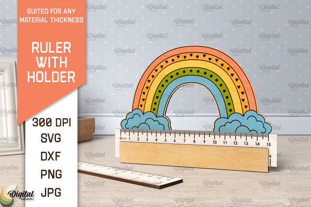 Children School Ruler Laser Cut Design. Wooden Ruler SVG SVG Evgenyia Guschina 