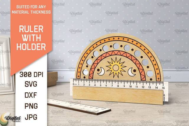 Children School Ruler Laser Cut Design. Wooden Ruler SVG SVG Evgenyia Guschina 