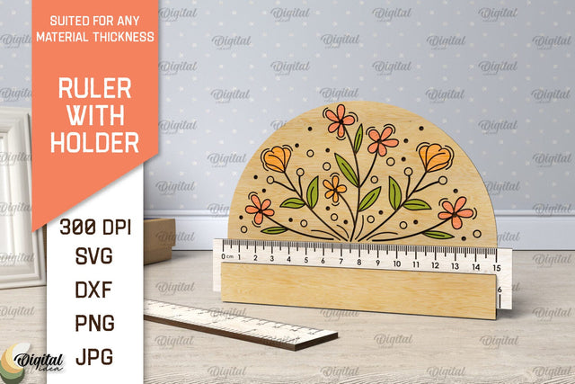 Children School Ruler Laser Cut Design. Wooden Ruler SVG SVG Evgenyia Guschina 