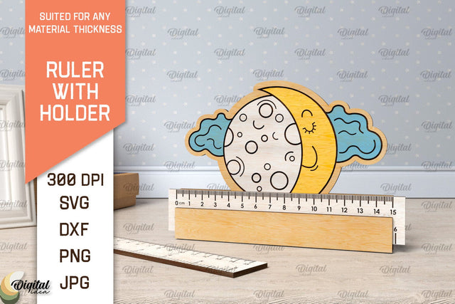 Children School Ruler Laser Cut Design. Wooden Ruler SVG SVG Evgenyia Guschina 