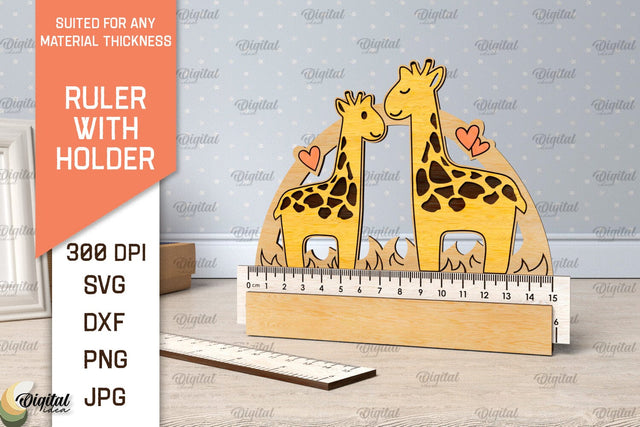 Children School Ruler Laser Cut Design. Wooden Ruler SVG SVG Evgenyia Guschina 