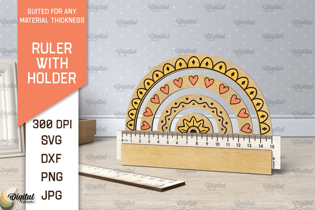 Children School Ruler Laser Cut Design. Wooden Ruler SVG SVG Evgenyia Guschina 