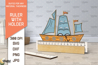 Children School Ruler Laser Cut Design. Wooden Ruler SVG SVG Evgenyia Guschina 