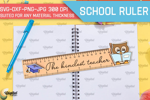Children School Ruler Laser Cut. School Supplies SVG SVG Evgenyia Guschina 