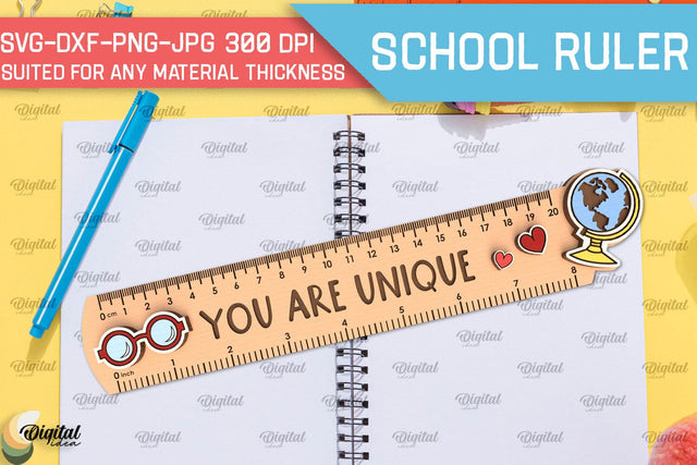Children School Ruler Laser Cut. School Supplies SVG SVG Evgenyia Guschina 