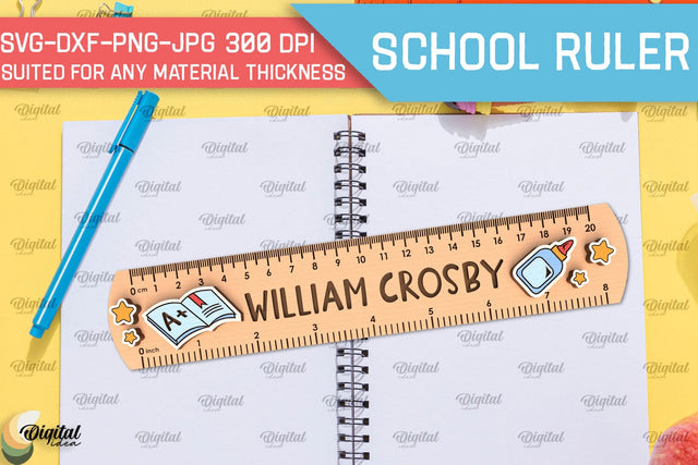 Children School Ruler Laser Cut. School Supplies SVG SVG Evgenyia Guschina 