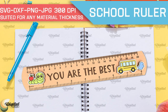 Children School Ruler Laser Cut. School Supplies SVG SVG Evgenyia Guschina 