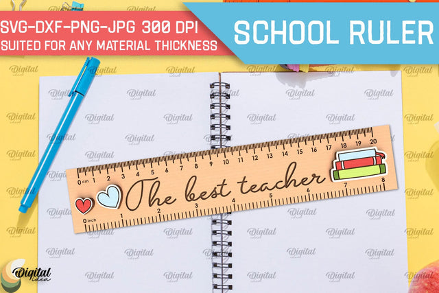 Children School Ruler Laser Cut. School Supplies SVG SVG Evgenyia Guschina 