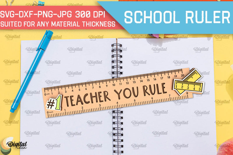Children School Ruler Laser Cut. School Supplies SVG SVG Evgenyia Guschina 
