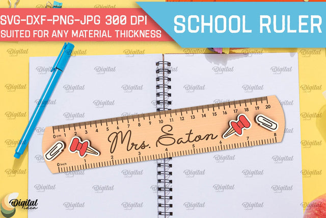 Children School Ruler Laser Cut. School Supplies SVG SVG Evgenyia Guschina 
