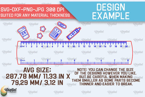 Children School Rulers Laser Cut Bundle. Wooden Rulers SVG SVG Evgenyia Guschina 