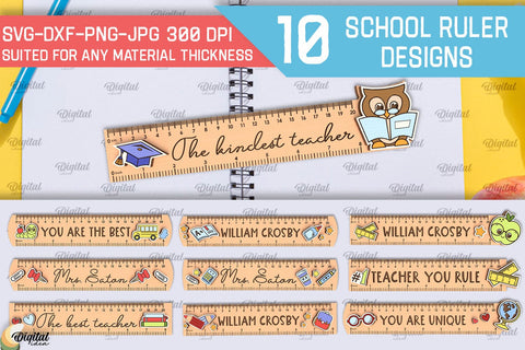 Children School Rulers Laser Cut Bundle. Wooden Rulers SVG SVG Evgenyia Guschina 