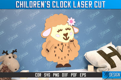 Children’s Clock Laser Cut Design, Kids Room Wall Decoration, Nursery Wall Decor SVG Fly Design 