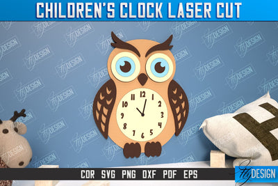 Children’s Clock Laser Cut Design, Kids Room Wall Decoration, Nursery Wall Decor SVG Fly Design 