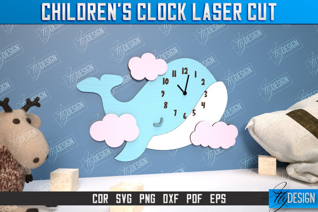 Children’s Clock Laser Cut Design, Kids Room Wall Decoration, Nursery Wall Decor SVG Fly Design 