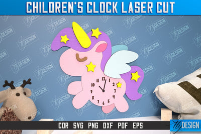 Children’s Clock Laser Cut Design, Kids Room Wall Decoration, Nursery Wall Decor SVG Fly Design 