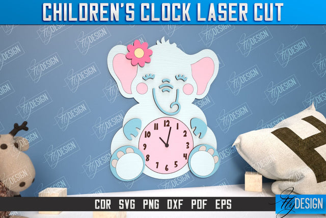 Children’s Clock Laser Cut Design, Kids Room Wall Decoration, Nursery Wall Decor SVG Fly Design 