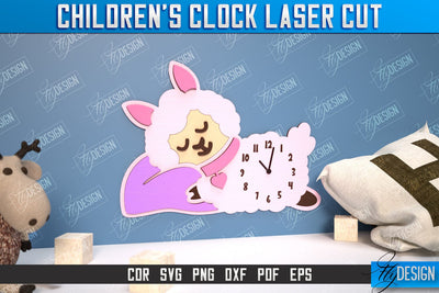 Children’s Clock Laser Cut Design, Kids Room Wall Decoration, Nursery Wall Decor SVG Fly Design 
