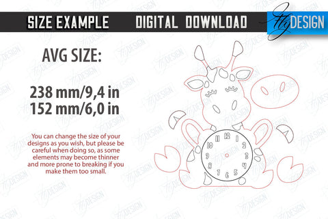 Children’s Clock Laser Cut Design, Kids Room Wall Decoration, Nursery Wall Decor SVG Fly Design 